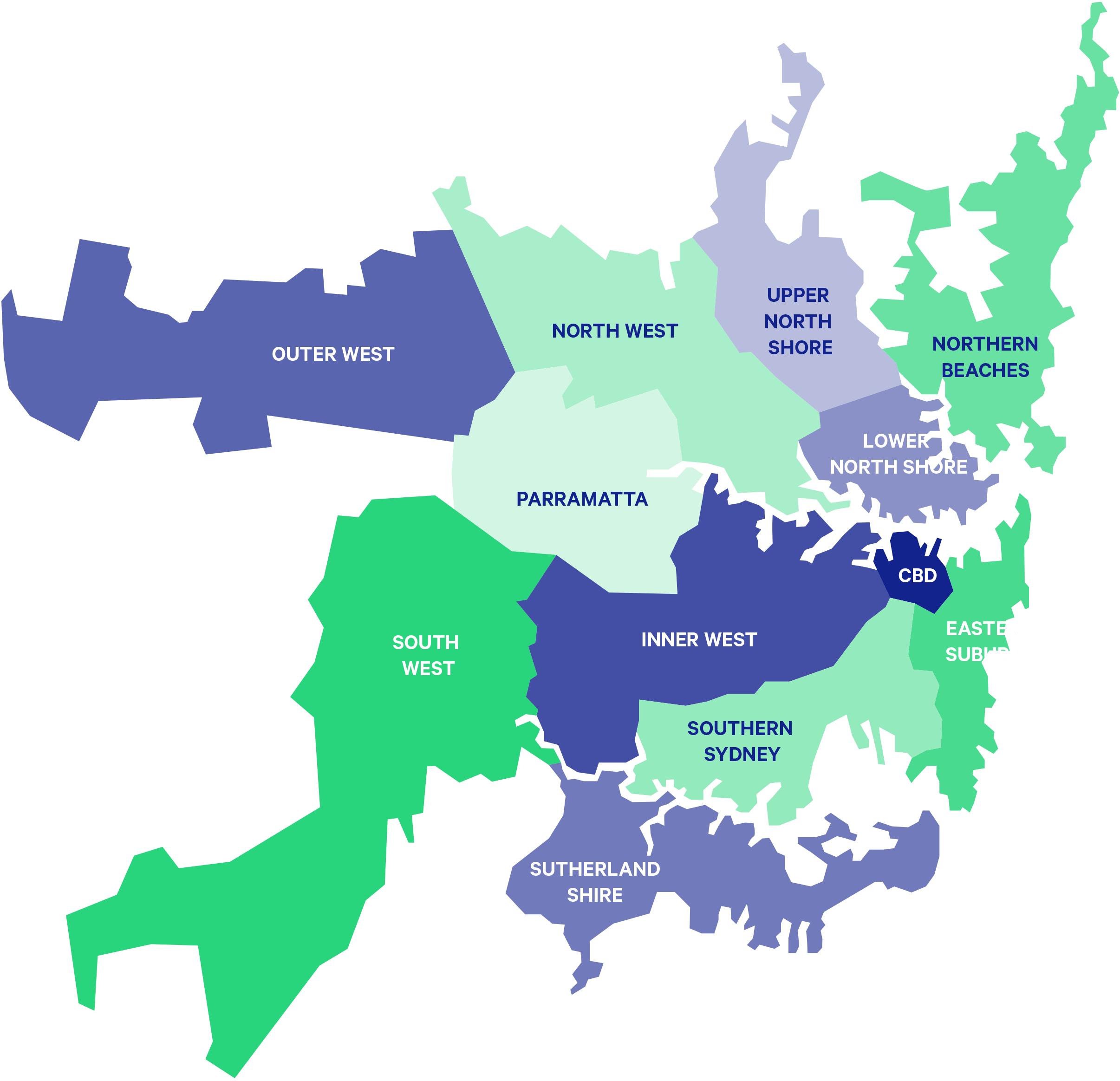 Сидни и предградията карта картата на предградие на Сидни Австралия